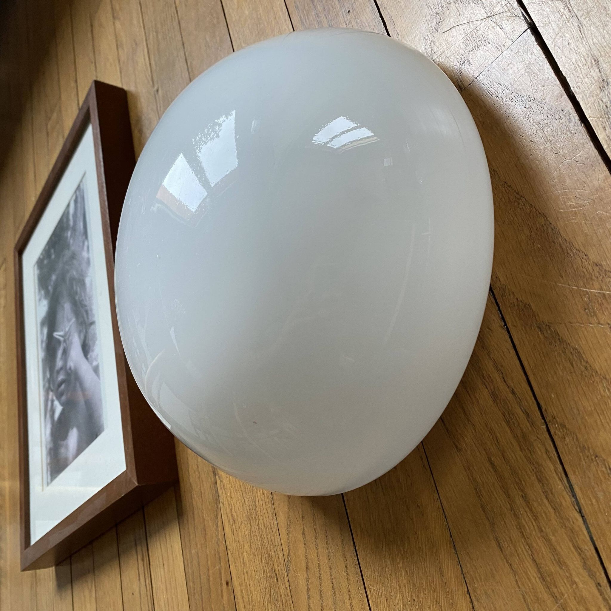 Opaline wall sconce, antique ceiling light, semi-spherical, half-moon shape, 25 cm