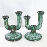 Pair of vintage Longwy candlesticks 1960