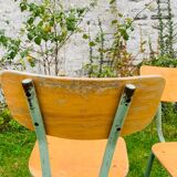 Set of 4 school chairs - wood & metal