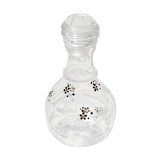 Carafe ancienne avec bouchon en verre et avec ses fleurs émaillées
