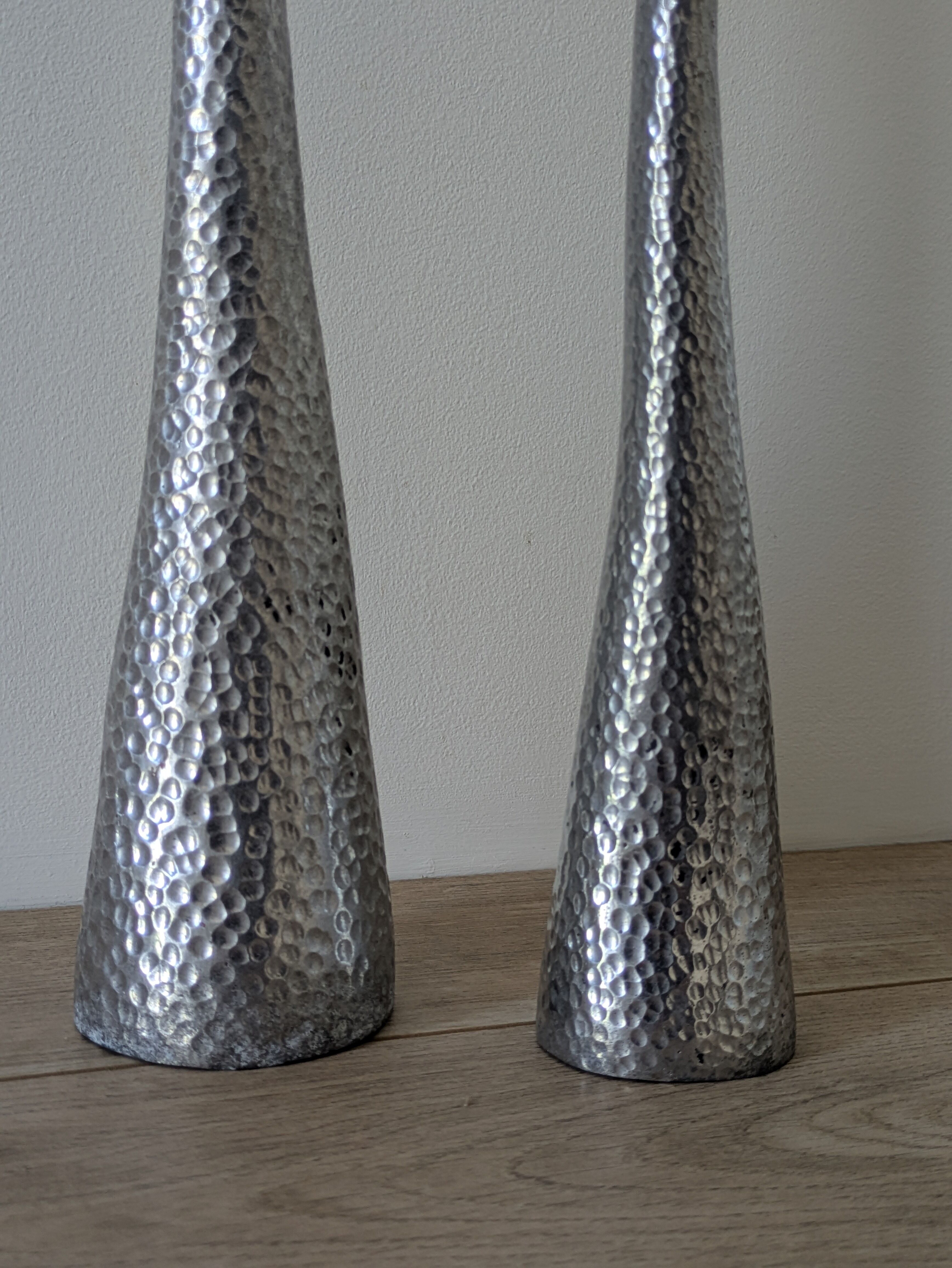 Brutalist hammered candlesticks