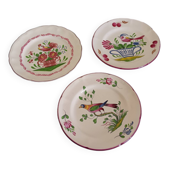 3 assiettes semi-creuses en faïence, Saint Clément vintage