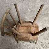 Series Set of 6 old rustic Western bistro chairs in original patina wood