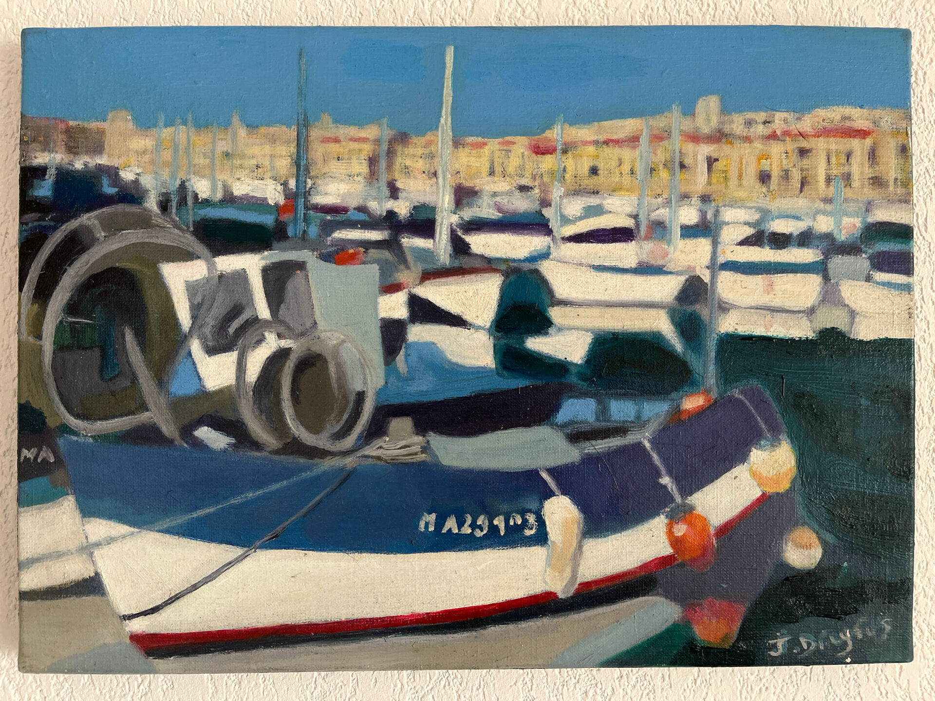 Oil painting - Marseille - Old Port - 2023 - Jerome Dreyfus
