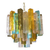 Contemporary Multicolored "Squared" Murano Glass Chandelier