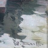 Painting by Henri Schaeffer (1900-1975) "Fishing boat" + frame