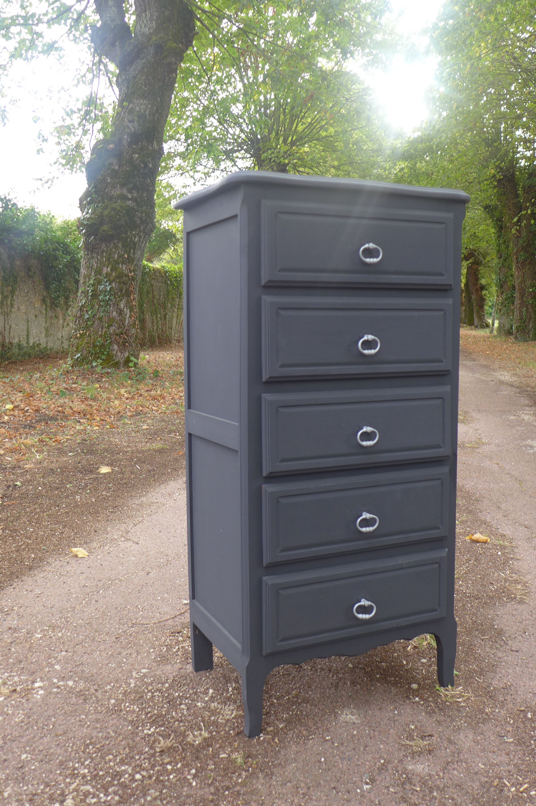 Renovated black chest of drawers