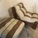 Vintage fireside chair and pouf circa 1980