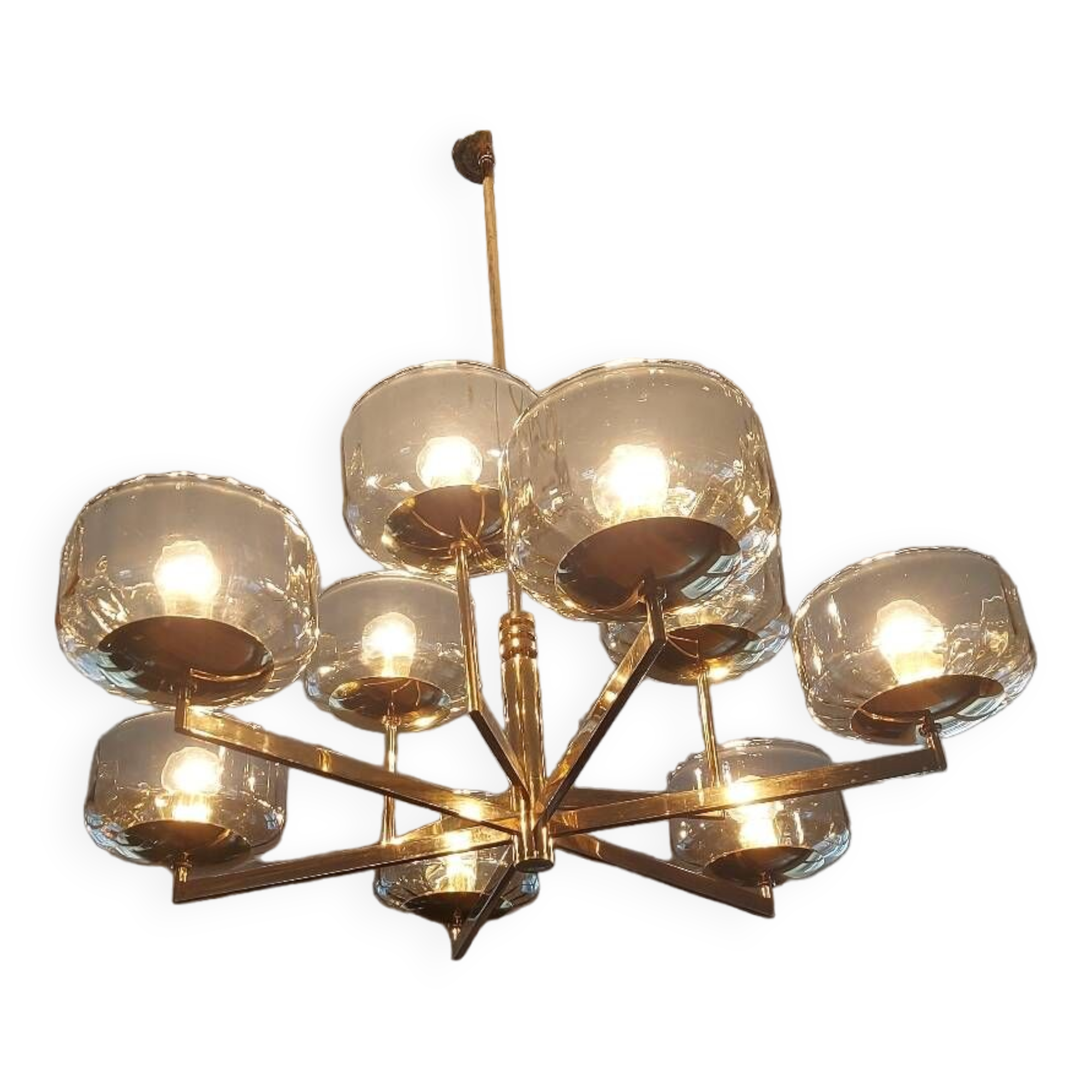 Extremely rare - 9-light chandelier, 1970s - Vintage