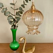 Vintage amber glass globe pendant light