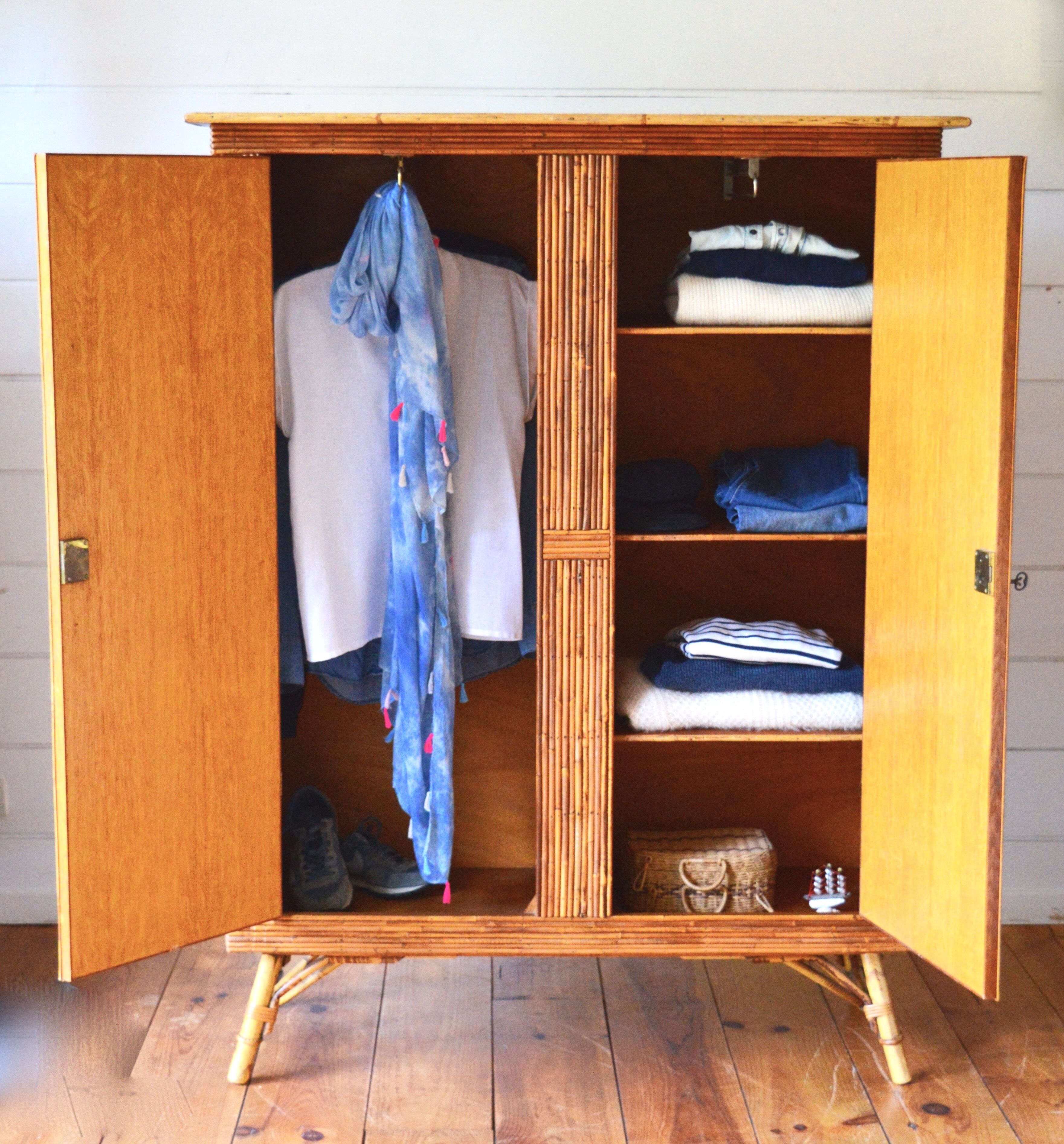 Rattan and bamboo wardrobe