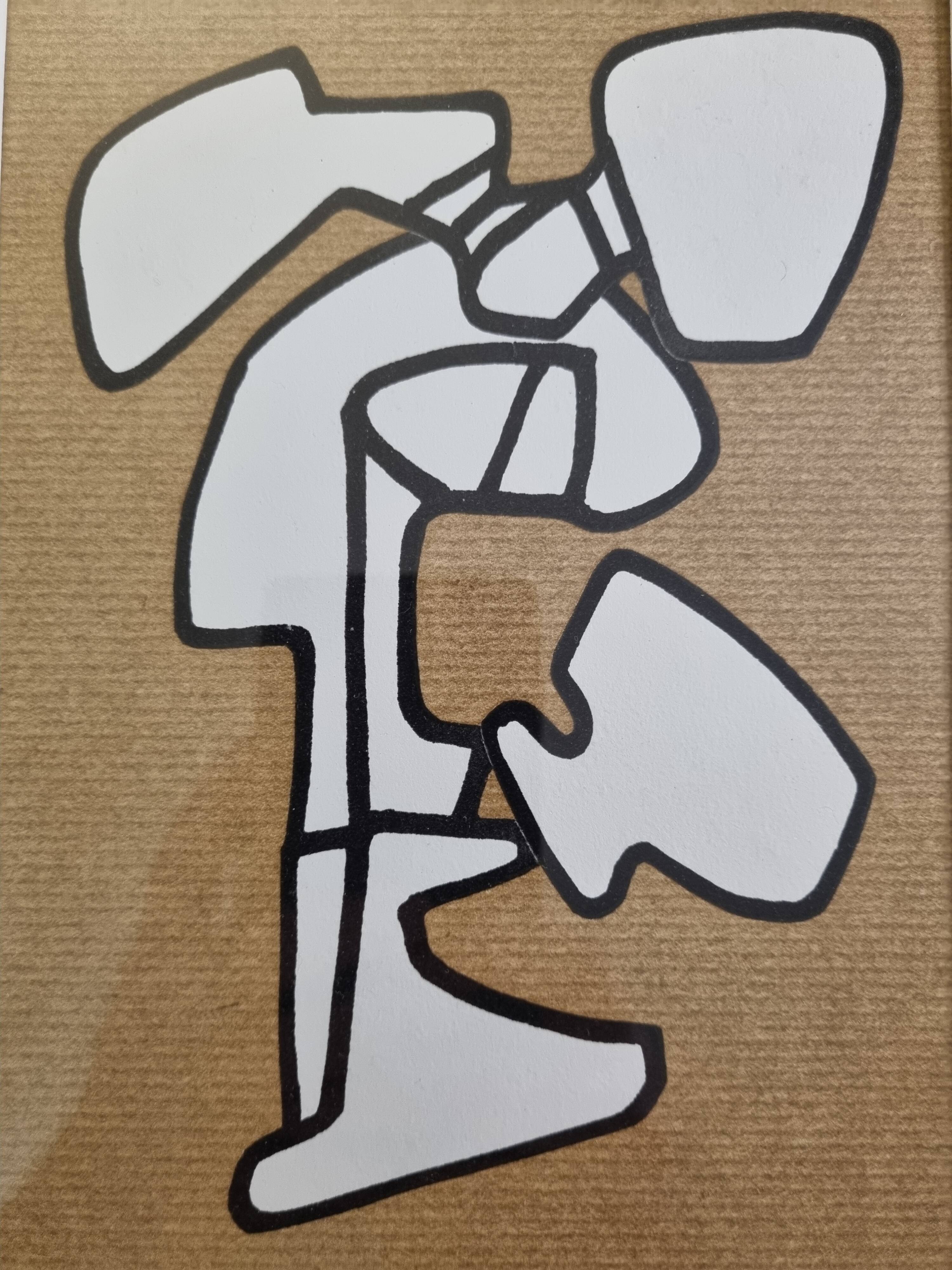 Screenprint after Jean Dubuffet framed under glass 26 cm by 32 cm