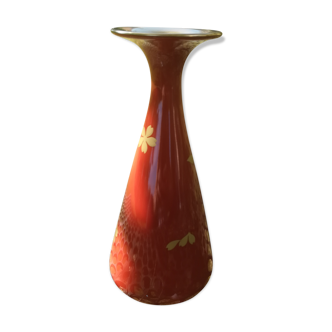 Orange Asian vase