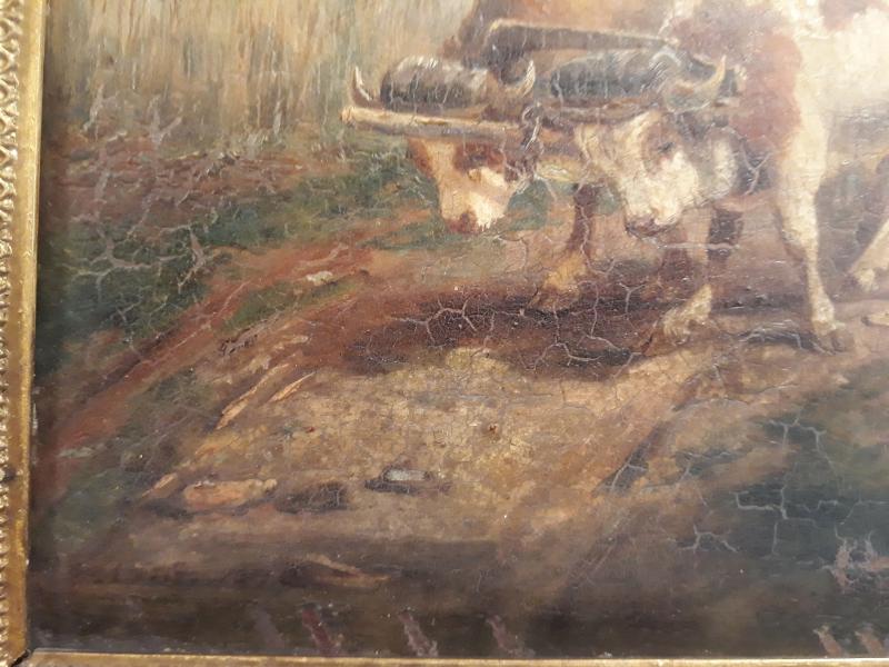 Oil on panel, charette 19th century