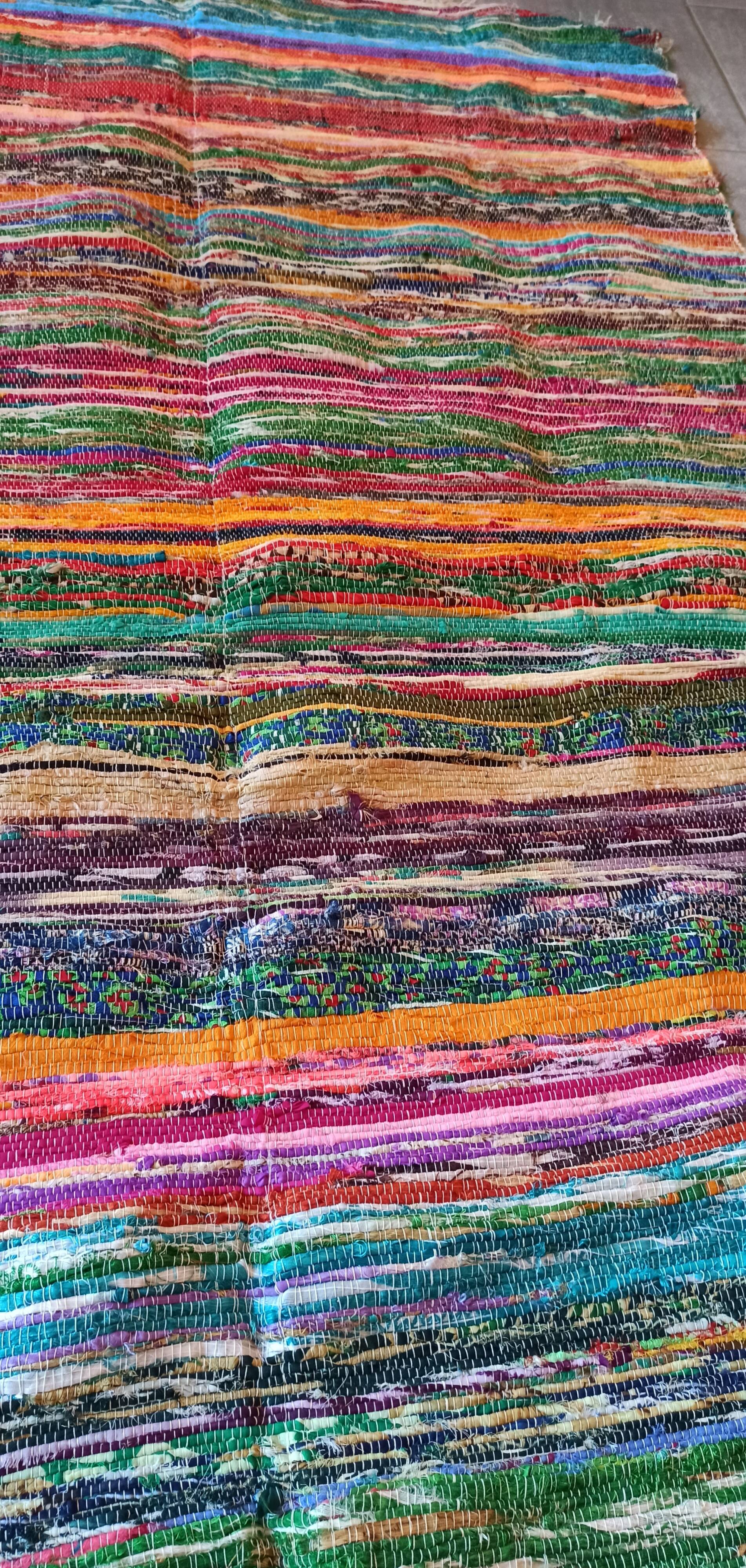 Multicolored woven cotton rug - 108cm x 180cm