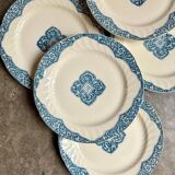 6 Gien flat plates in blue and ecru iron earth