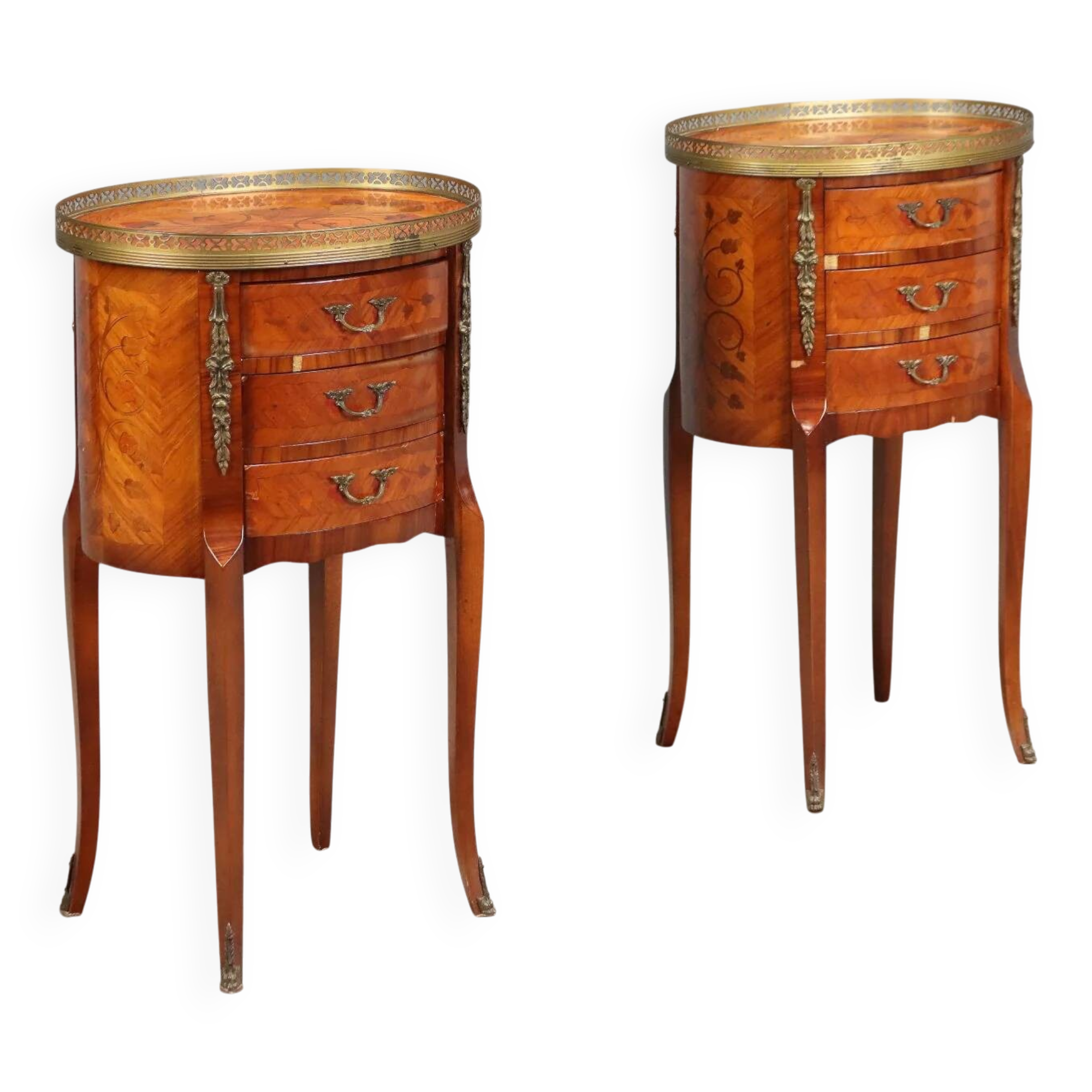 Tables de chevet anciennes style Napoléon III en bois de rose XXe siècle