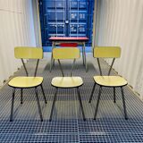 Red Formica table and vintage yellow chairs