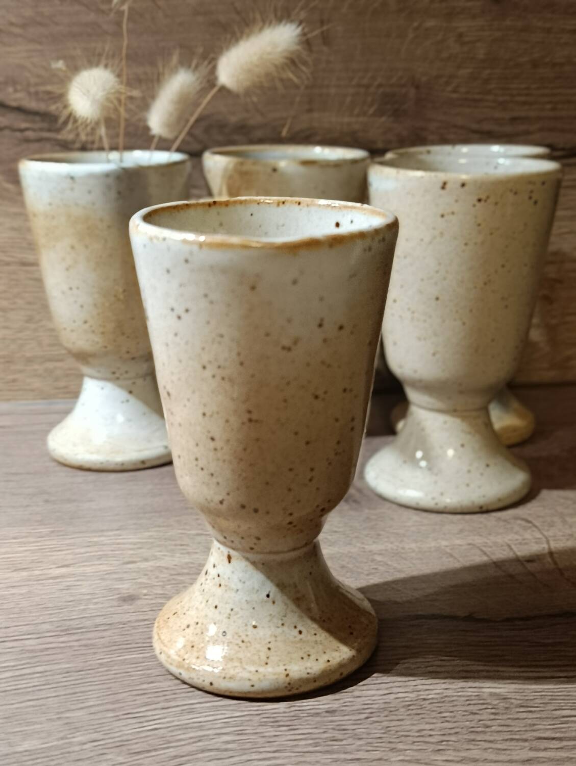 5 vintage 1960s/70s light pyrite stone coffee/tea mugs