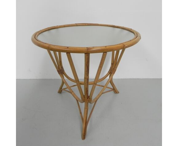 Bamboo Coffee Table With Round Glass Top Selency Bamboo Coffee Table With Round Glass, Rattan And Glass Coffee Table Round