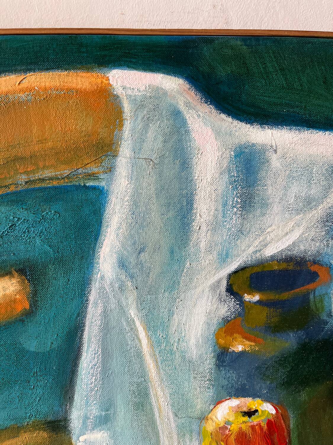 Nature morte sur chaise, signée Miguel Anibal 98