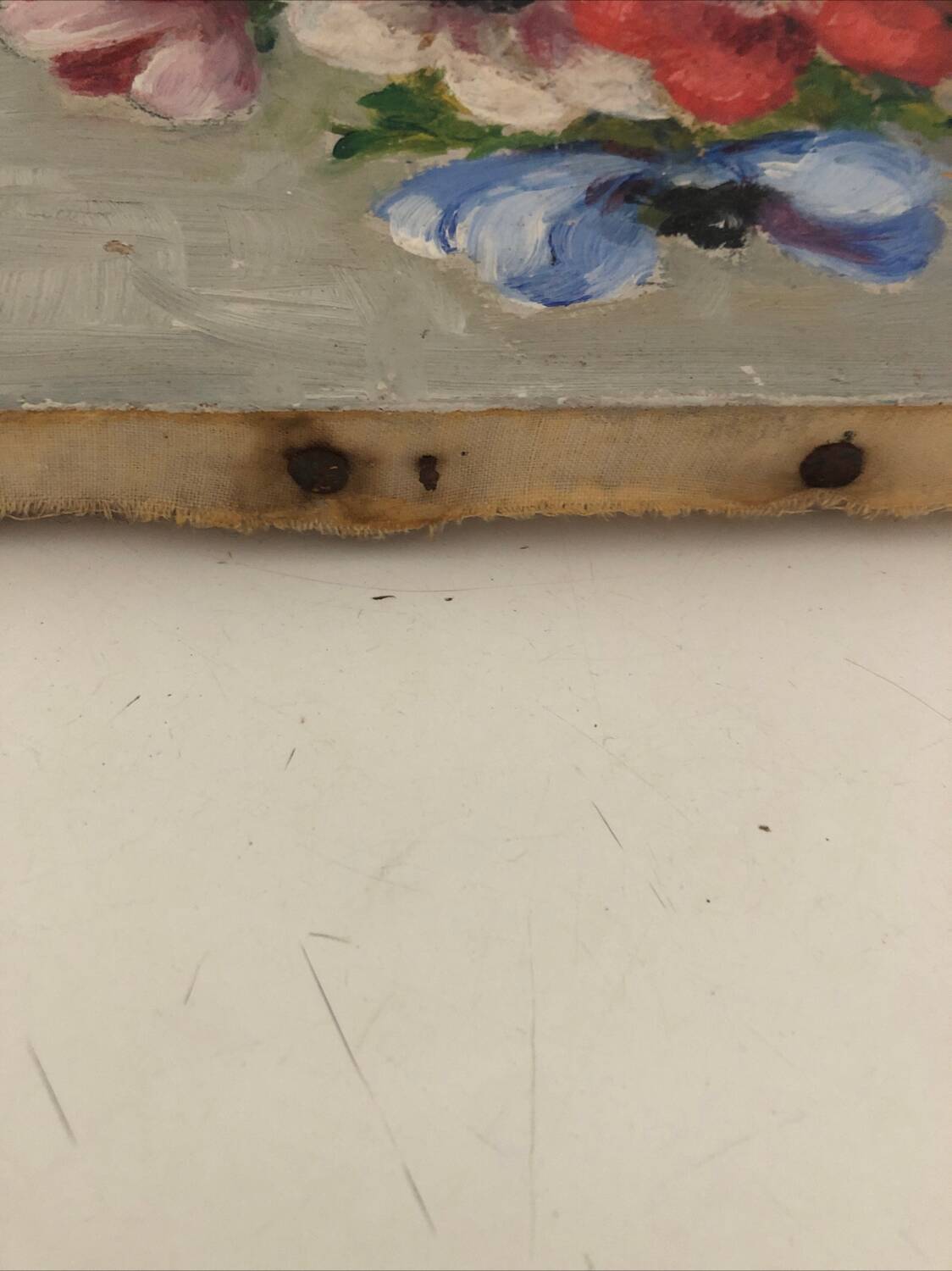 Oil on canvas bouquet of anemones by Henriette de Elmonty