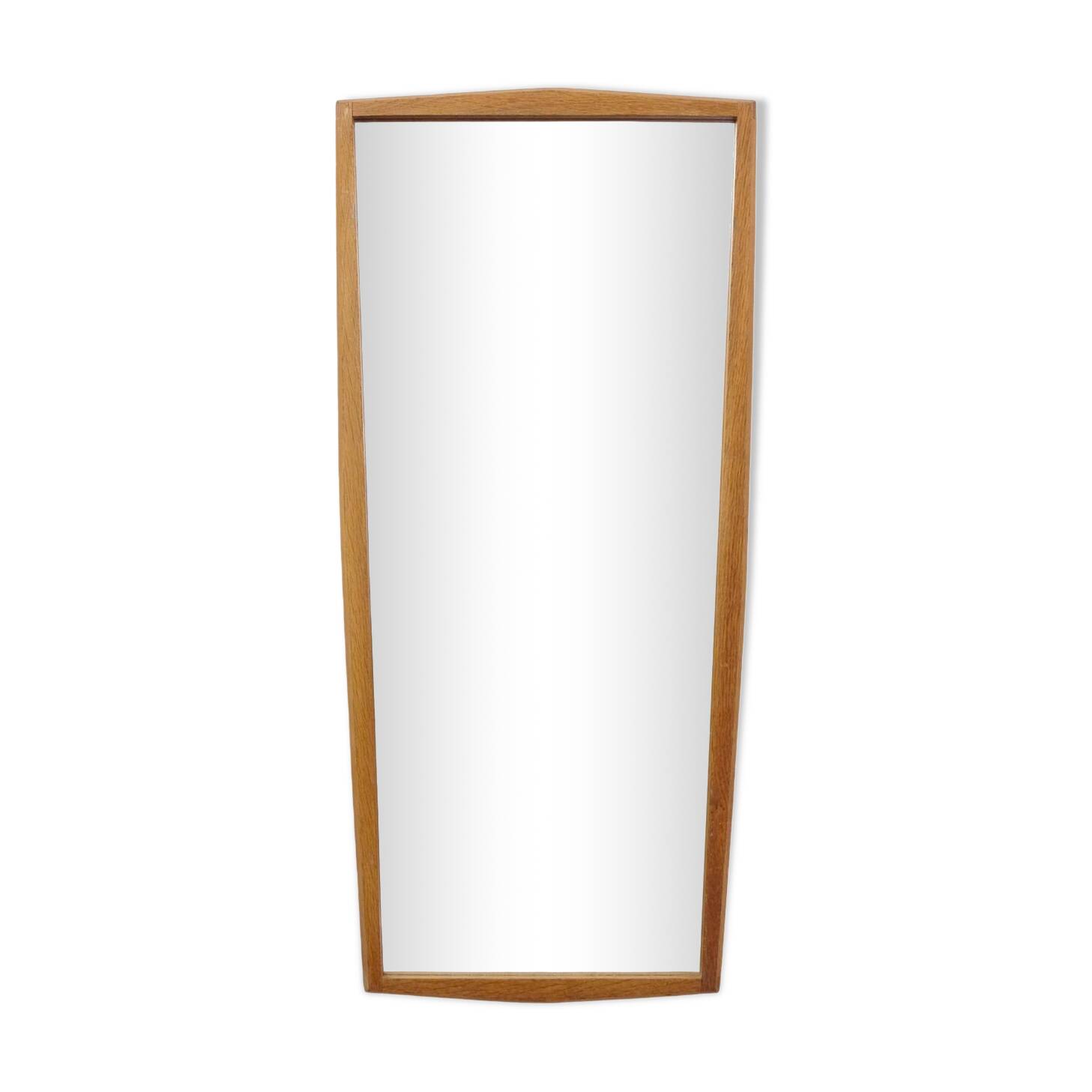 Miroir en chêne des années 60, 84 x 38.5 cm.