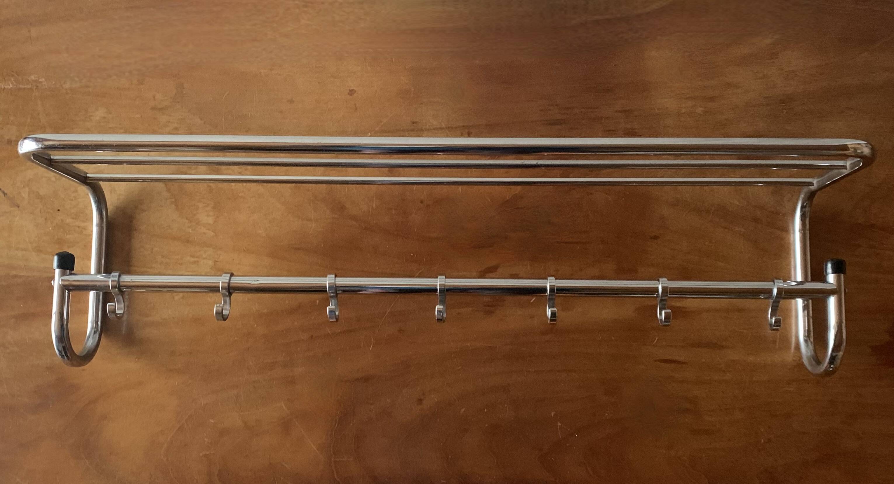 Bauhaus wall coat rack in chrome metal