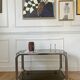 Rolling serving cart in chromed steel and smoked glass, 70s design