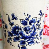 Ancien flacon d'apothicaire fleurs bleues vintage
