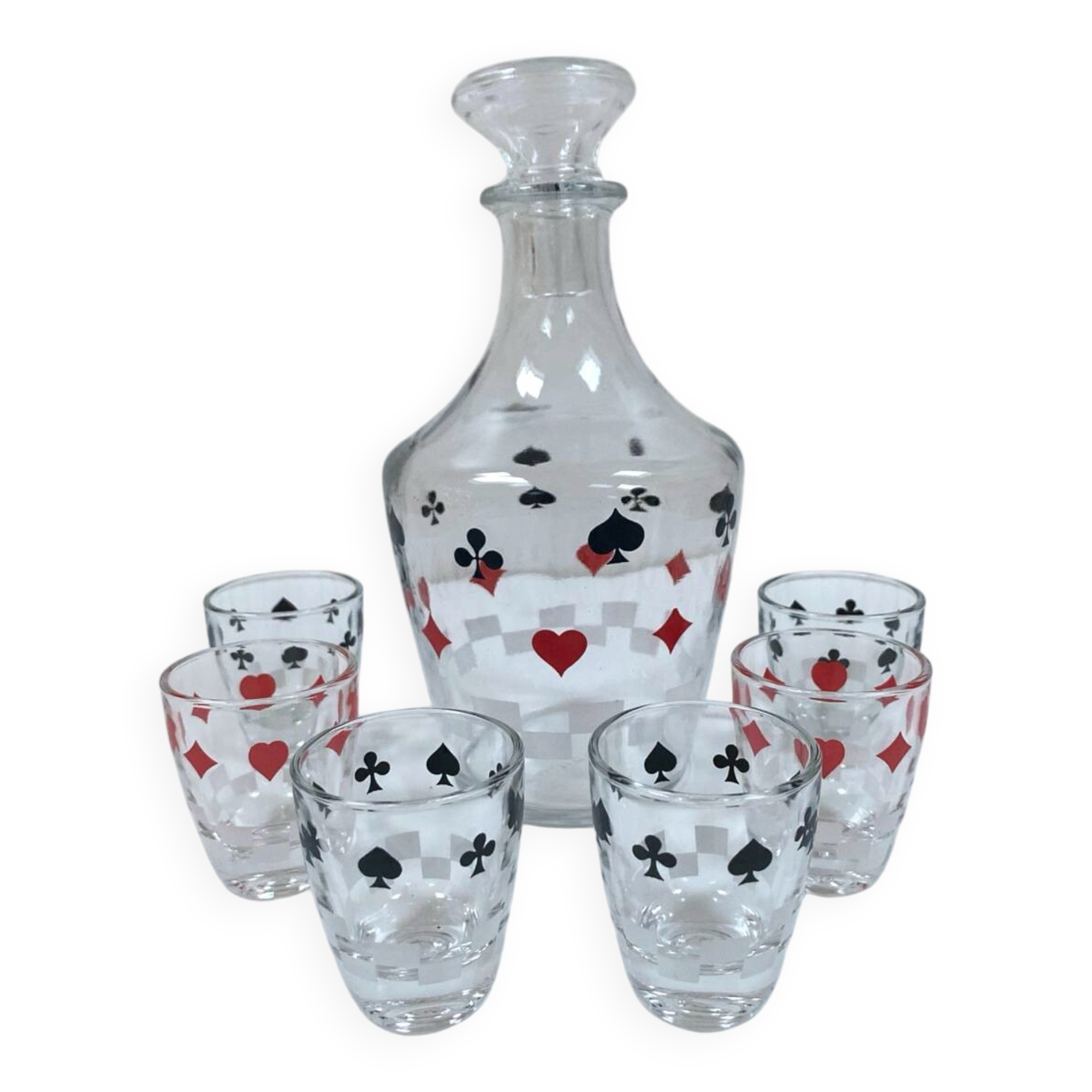Carafe and 6 liqueur glasses, Arques Crystal Factory