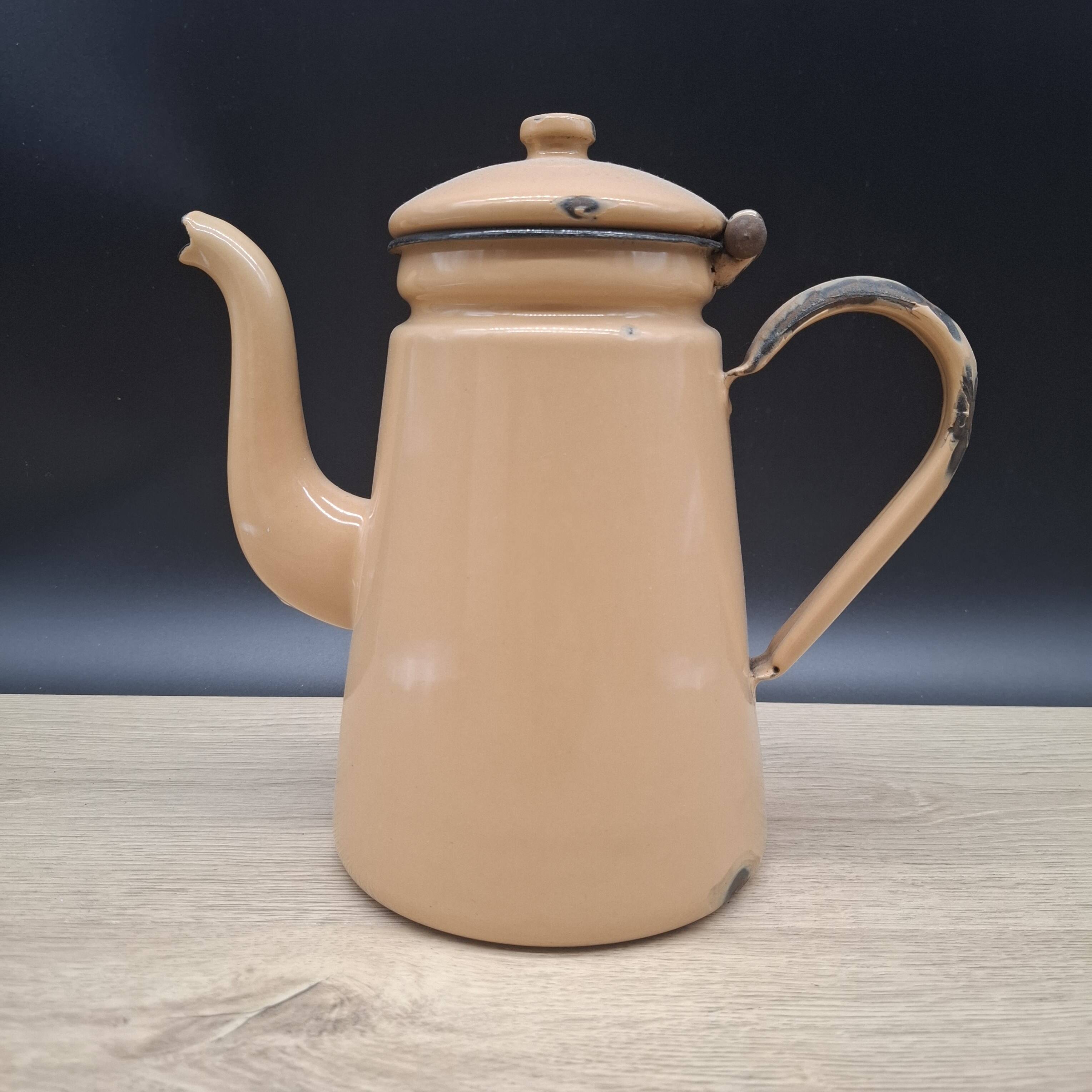 Beige enamel coffee pot