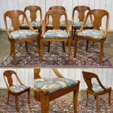 Set of 6 gondola chairs in blond mahogany - 20th century