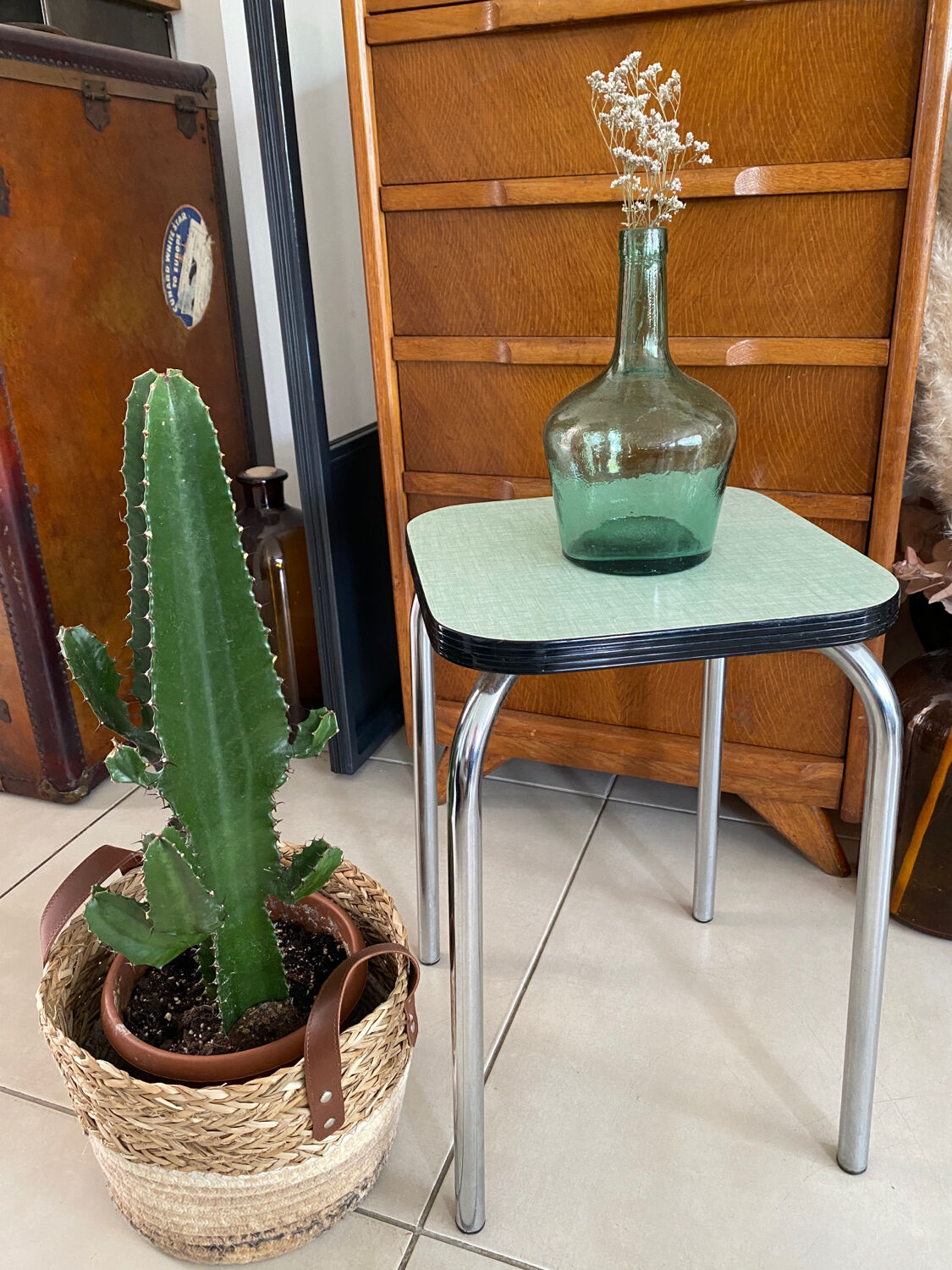 Almond green Formica stool