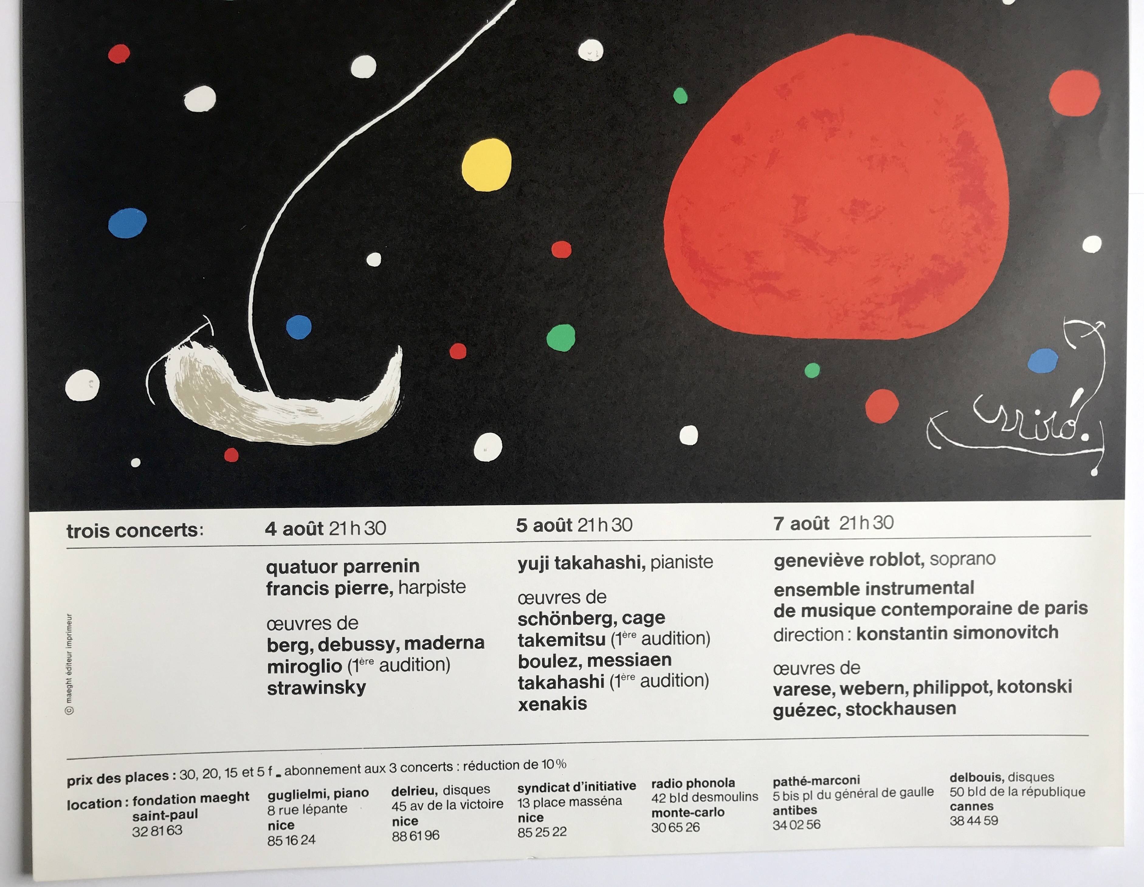 Joan miro, nights of the maeght foundation, 1967. original lithograph poster