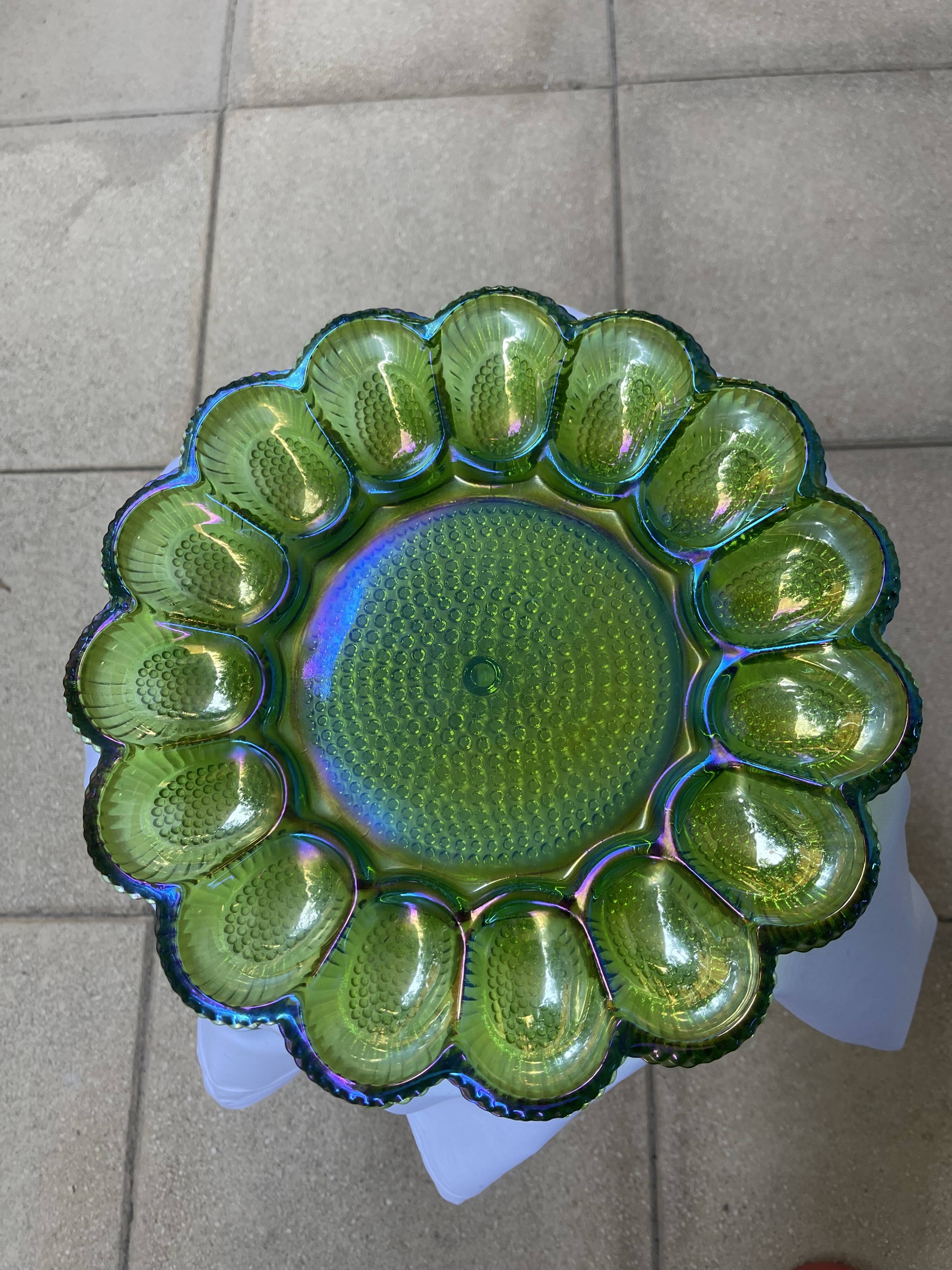 Presentation plate for stuffed eggs/oysters in studded glass
