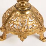 Pair of neo-Byzantine style gilt metal candlesticks. Late 19th century.