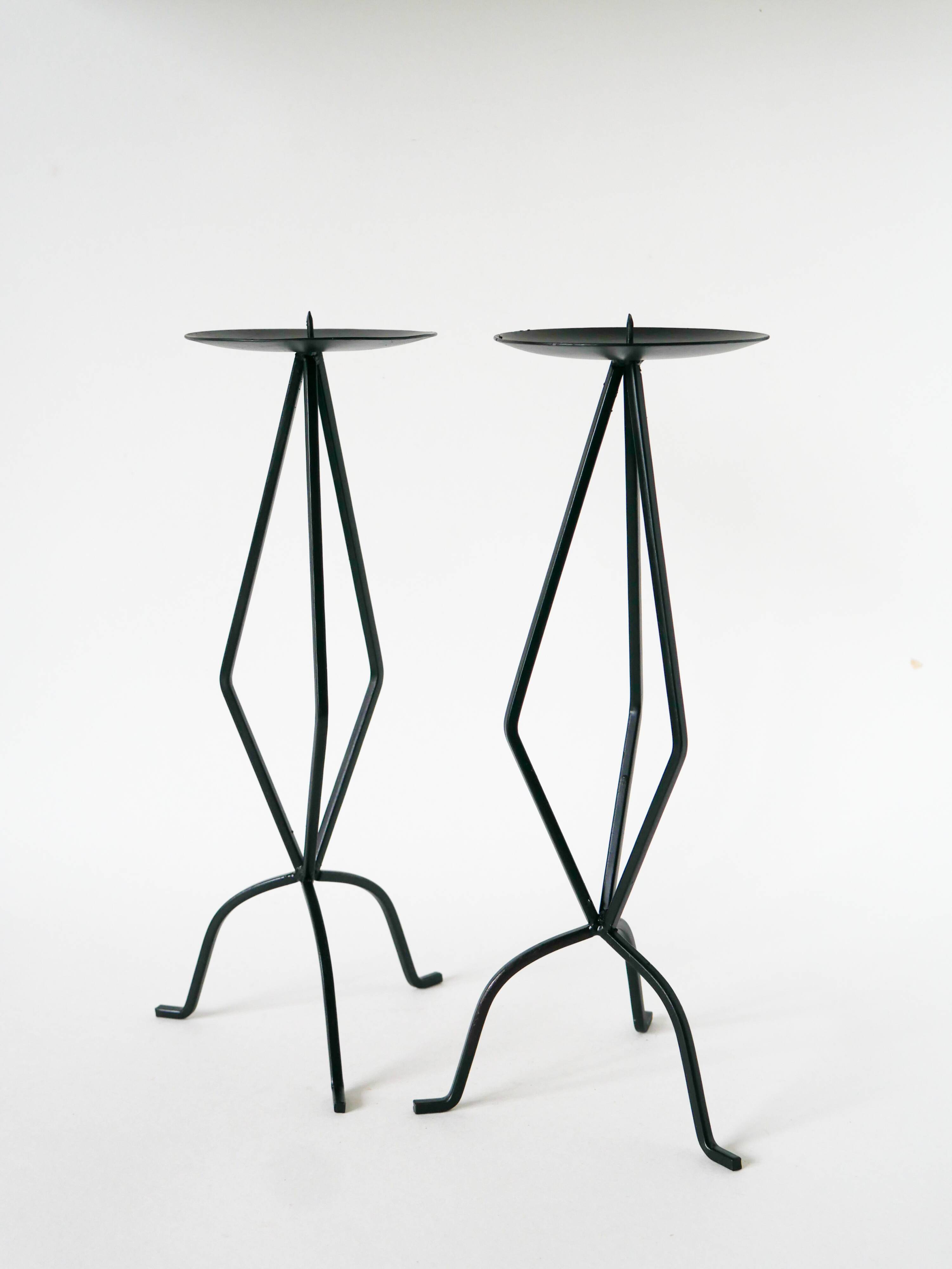 Paire de chandeliers sculpturaux en fer forgé, Brutalistes, 1970