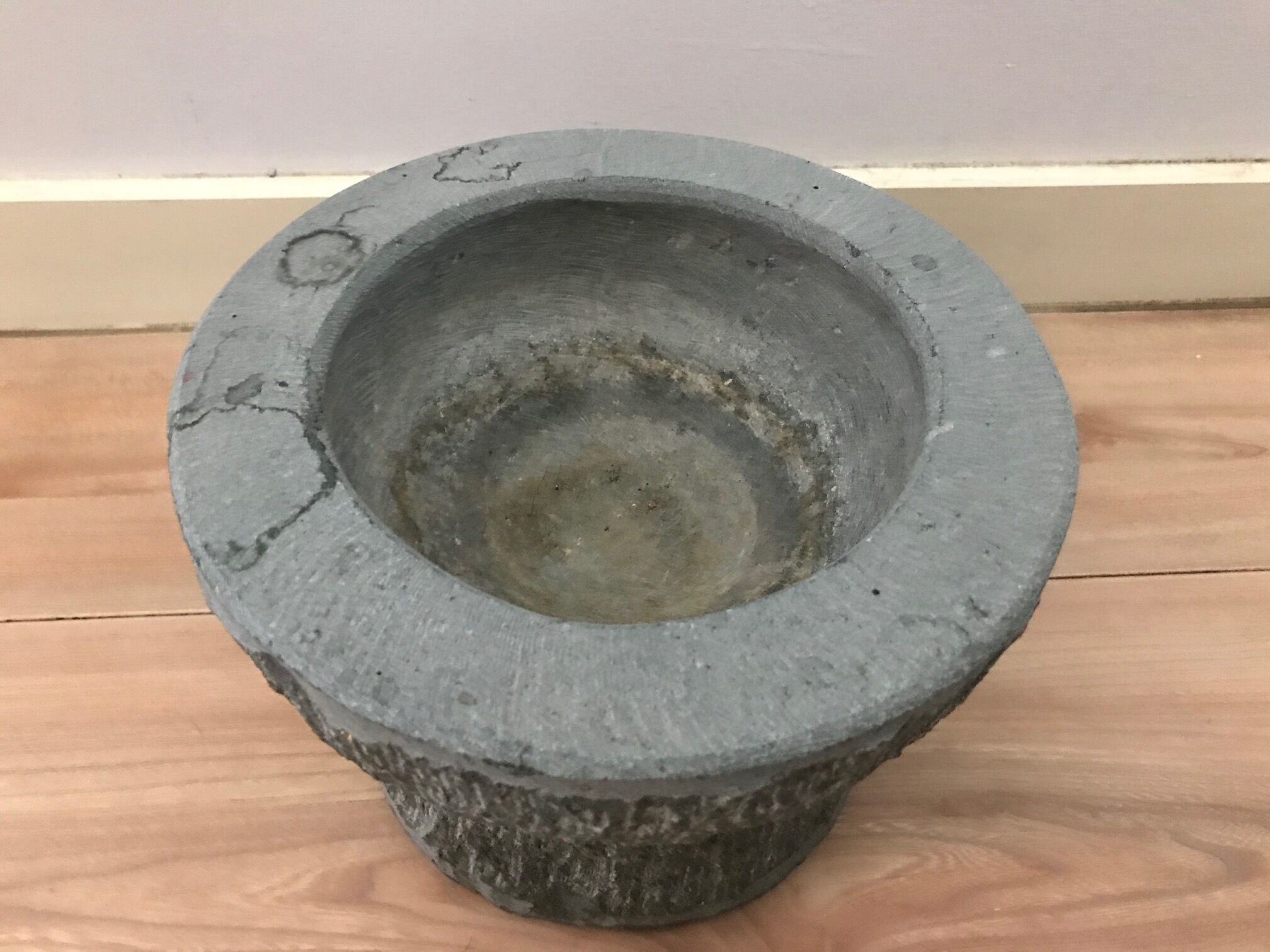 very large blue stone mortar