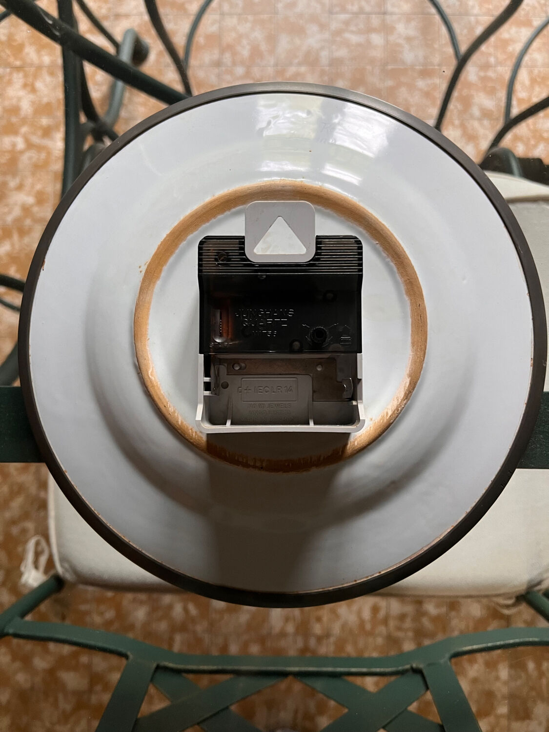 Junghans ceramic and pewter wall clock