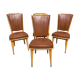 4 vintage chairs 1950 mid-century Scandinavian compass feet imitation leather Skaï