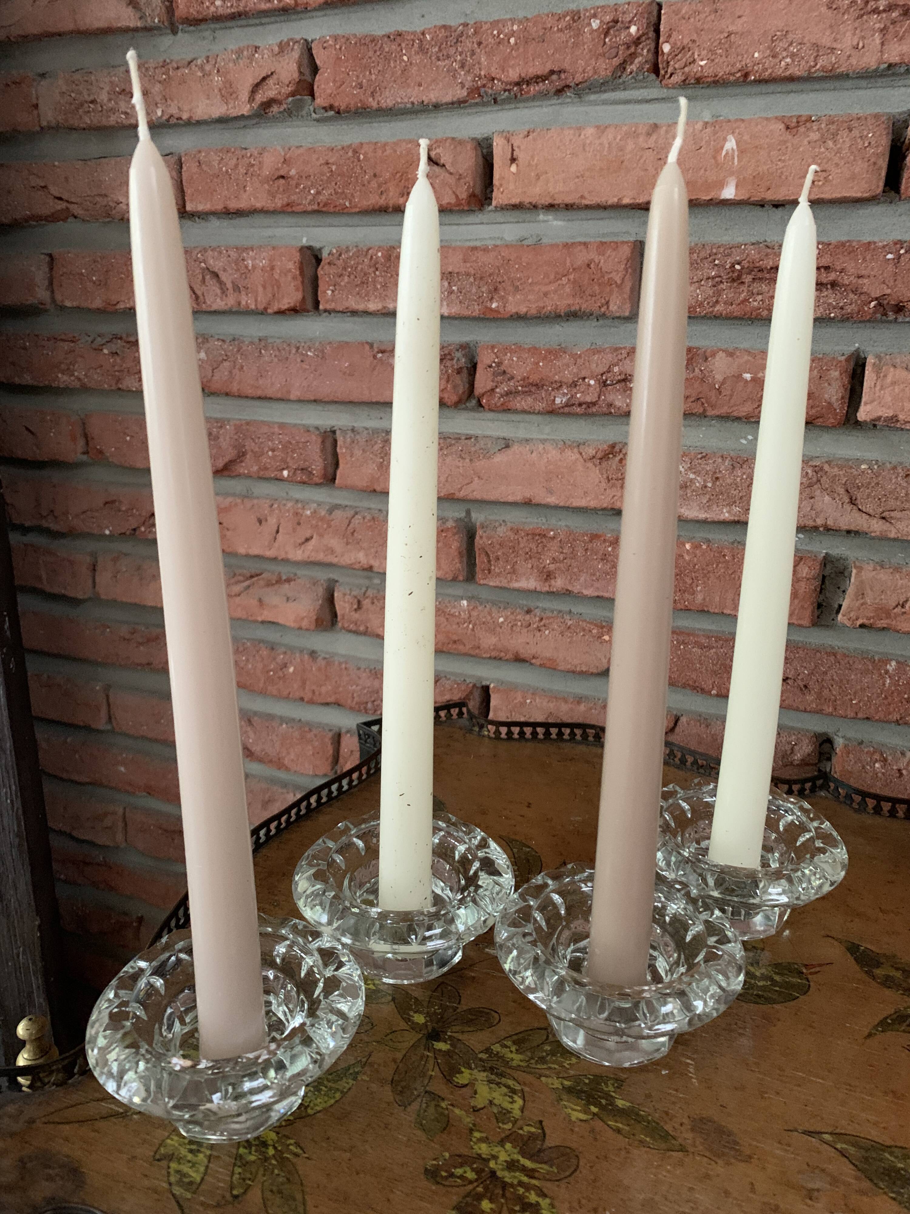 Lot 4 moulded glass candlesticks