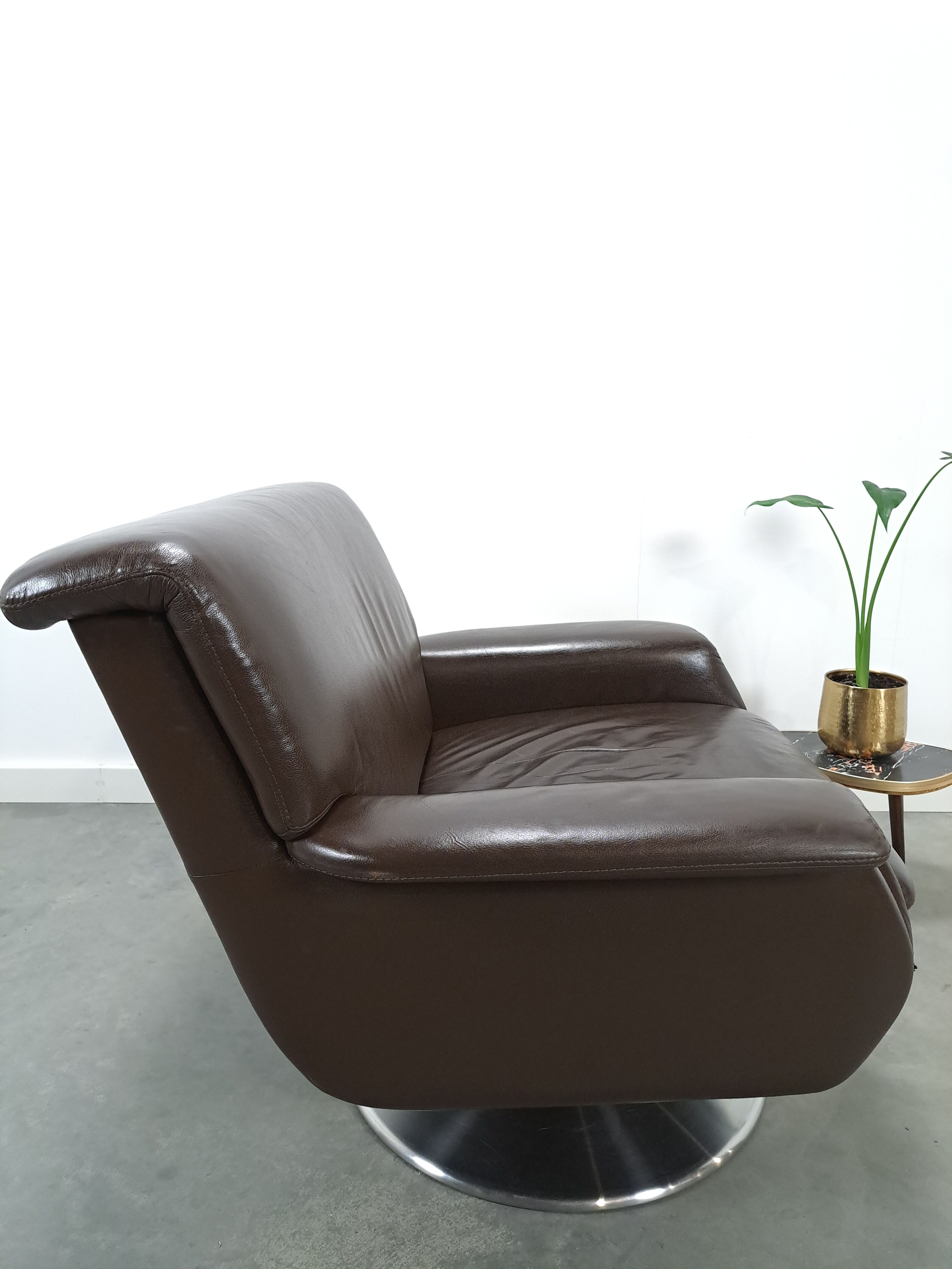 Brown leather swivel chair