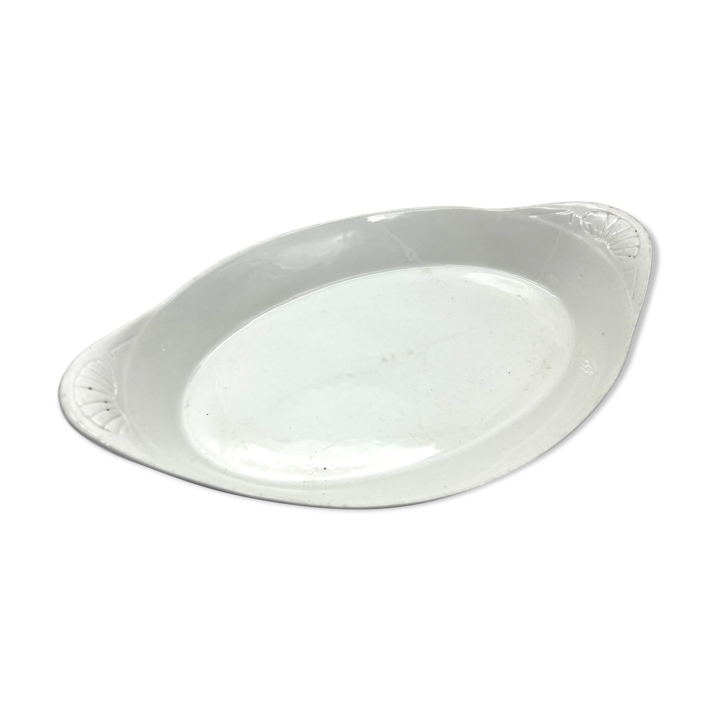 White oval dish with hollow ears 41cm