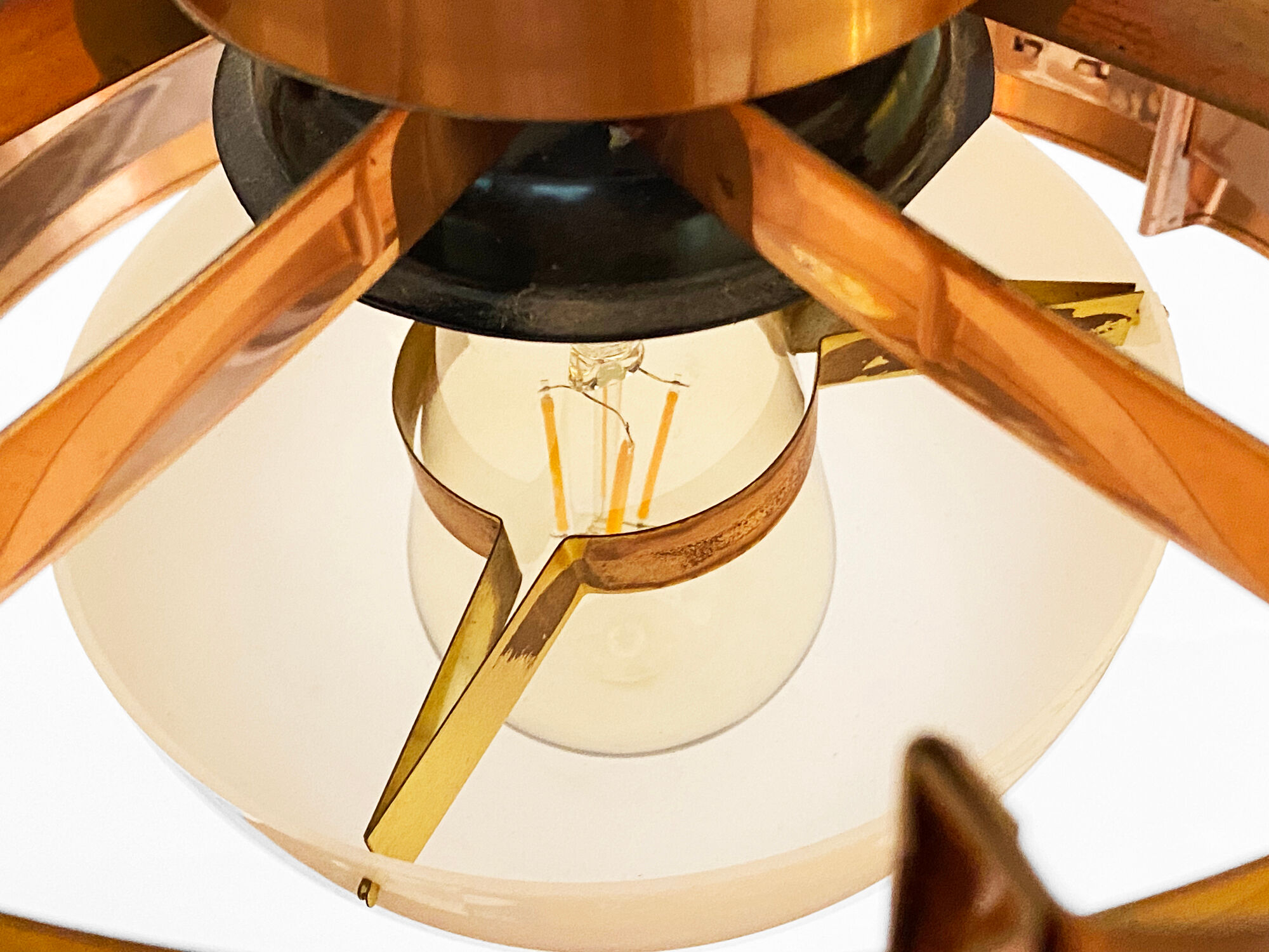 Copper pendant light by Werner Schou for Coronell Elektro. Denmark 1960s