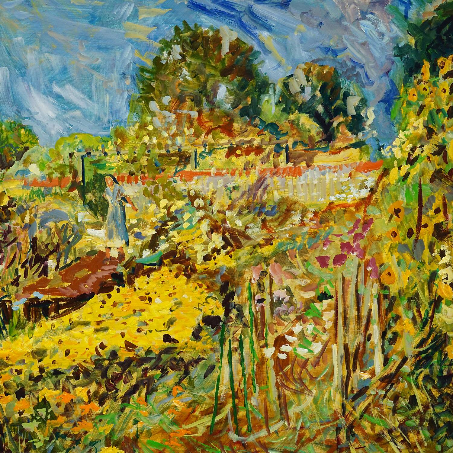 Women’s Island / Chiemsee with monastery and garden, 1994 – Oil painting by Alexander Michael