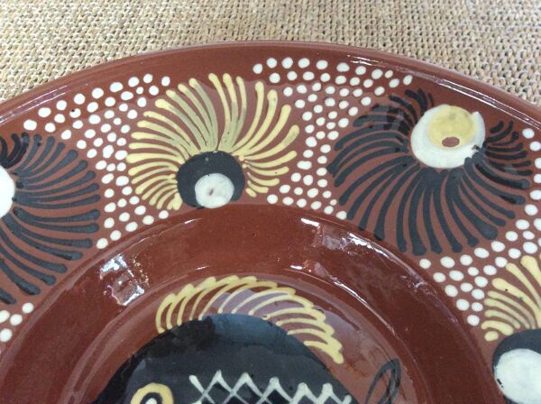 Plat en terre cuite vernissée poisson