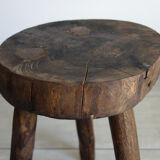 Vintage folk art tripod brutalist stool