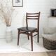 Chaise vintage design danois en bois avec assise en simili cuir olive brun