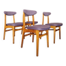 Chaises de salle à manger en bois vintage conçues par RT Halas 1960 chaises modernes originales ensemble de 4 chaises en bois au design moderne du milieu du siècle en tissu violet éternel